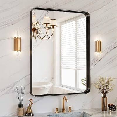 30x36 Inch Black Metal Framed Bathroom Mirror for Wall, HD Tempered Glass, Vanity Mirror for Over Sink, Anti-Rust Aluminum Alloy Mirror, Farmhouse, Horizontally or Vertically Hanging