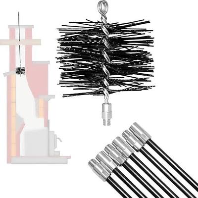 6 Inch Chimney Brush and 18 Ft Fiberglass Chimney Rod Kit for Hearth Fireplace, for Straight Chimney Pipes and Flue, 1/4" NPT Fittings