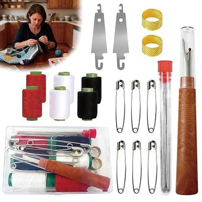 Big Eye Steel Sewing Needles Kit - Hand Sewing Kit with 5 Sizes of Big Eye Steel Needles, Needle Threaders, Sewing Ripper, and Sewing Thread. Travel and Wedding Emergency Sewing Kit with Storage Case
