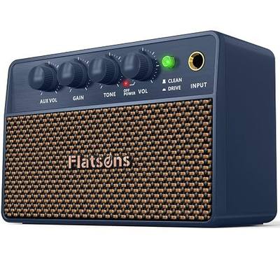 Flatsons FBA-10 Guitar Amplifier, Drive/Clean Tone Electric Guitars Amp, 10W Mini Portable Amp with Type-C Rechargeable Battery 6H Work, Wireless Vintage Guitar Speaker for Practice Travel (Blue)