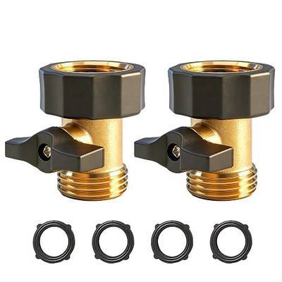 Xiny Tool Garden Hose Shut Off Valve, 2 Pack 3/4 Inch Heavy Duty Brass Water Shut Off Valve, Garden Hose Connector Extended Handle with 4 Extra Rubber Washers