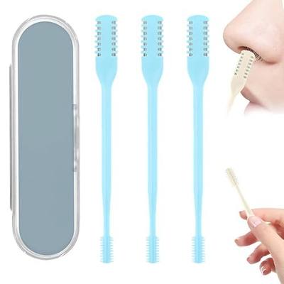 360° Rotating Nose & Ear Groomer, 2025 Dual-Blade Manual Trimmer with Cleaning Brush, 2-in-1 Nasal Hair Cutter for Men and Women (Blue, 3PCS)