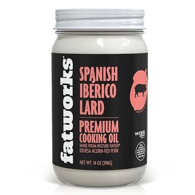 Fatworks Spanish Ibérico Lard – Premium Pork Lard for Cooking and Baking, 100% Pure Acorn-Fed Pork Fat from Free-Range Ibérico Pigs, Gluten & Milk Free Great for Cooking and Deep Frying. - 14oz