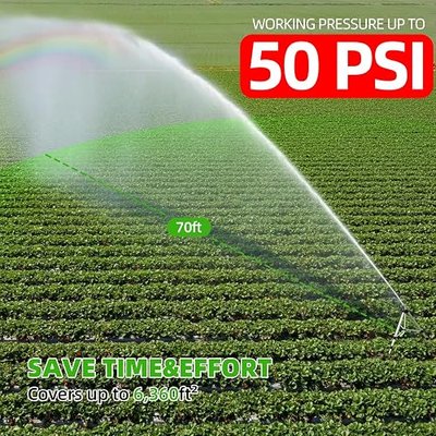 SPECILITE Brass Impact Tripod Sprinkler for Yard Lawn Garden Irrigation | Heavy Duty Metal Telescoping, Pulsating, 360° Rotation, Sprays Up to 70ft, Covers 5660sqft, Stable & Durable, Easy Setup