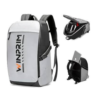 Reflective Motorcycle Helmet Backpack with Rain Cover, 40L Waterproof 1680D Oxford Fabric Helmet Backpack, Mochila Para Motociclista Laptop Compartment for Long Distance Travel, Commuting, Work & Gym