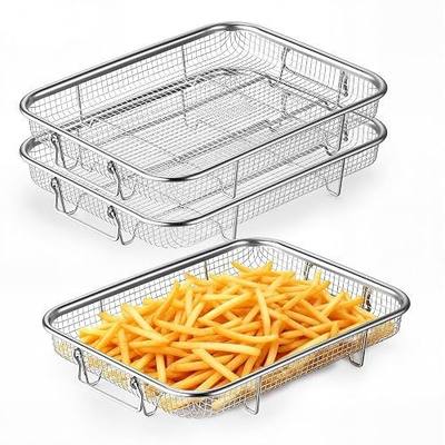 P&P CHEF 11.8 Inch Air Fryer Basket for Oven, Air Fryer Rack, 3 Pieces | Food-grade Stainless Steel Air Fryer Accessories for Frying Cooking Baking Roasting, Ideal for Fried Food, Dishwasher Safe