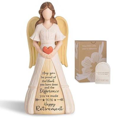 Storieme 2026 Retirement Angel with Heart Figurine Gift for Woman Nurse | 7.3" Hand-painted resin with gift-ready box, retired present for women teachers, friends, coworkers & a thoughtful home decor