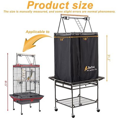 Bird Cage Cover Black Good Night Blackout Birdcage Cover (61 inch) | Durable Breathable Washable Material, Create Quiet Environmente
