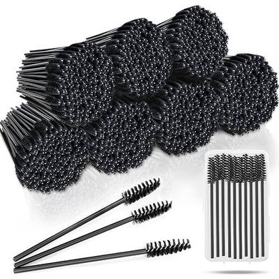 EWVVSS 600-Pcs Mascara Wands Disposable Eyelash Brush with Container Spoolies for Eyebrows Extensions(Black)