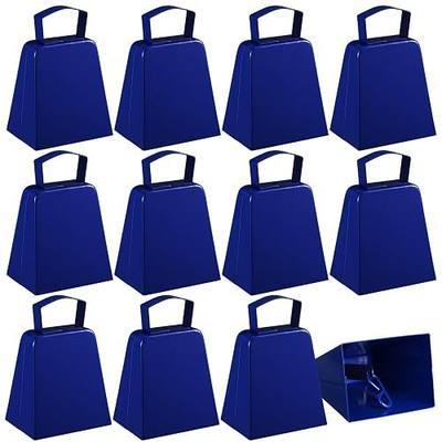 Boao 12 Pack Metal Cowbells with Handle 4 Inch Cow Bells Noise Makers Hand Percussion Cowbells Loud Cheering Bells for Sporting Events Football Games Weddings Celebrations Party(Navy Blue)