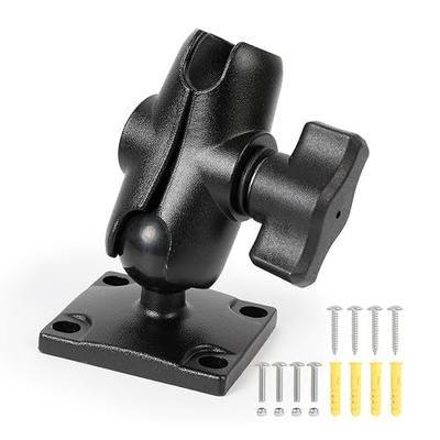 1" Ball Mount with Aluminum Alloy Square Plate & Short Double Socket Arm, Universal Electronic Device Mounting Base with AMPS Holes for Garmin, for RAM Mounts