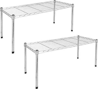 Simple Deluxe 1-Tier Shelving Unit, 29.92" W x 13.78" D x 14.96" H Steel Organizer Wire Rack, Chrome, 2 Pack