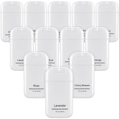 12 Pack Mist Hand Sanitizer Spray with Keychain Mini Hand Sanitizer Bulk 1oz Travel Size Back to School Teacher Gift for Team Employee Appreciation Scent Variety Pack for Backpack(White,Simple)
