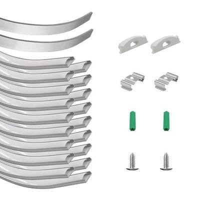 20-Pack Bendable LED Channel, 3.3ft/1M Bendable Aluminum LED Strip Channel with Milky White Diffuser Cover, LED Light Track for 12.5mm Wide Strips, Recessed or Surface Mount for Curved Walls Drywall