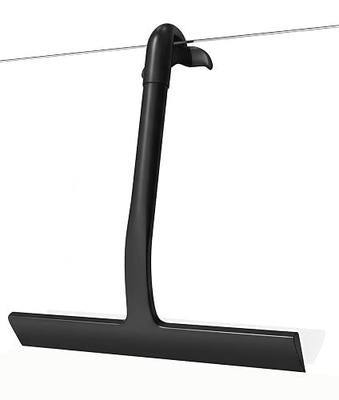 Shower Squeegee for Glass Doors, Hang Anywhere Silicone Shower Squeegee with Hook Design for Easy Hanging and Cleaning (Black)