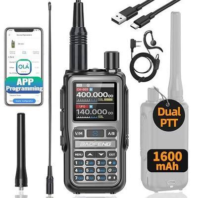 Baofeng Radio UV-5R Mini Ham Radio Long Range Two Way Radio NOAA Weather Radio Rechargeable Walkie Talkies Dual PTT APP Programming Copy Frequency 999CH with USB-C Charging Headset Survival Radio