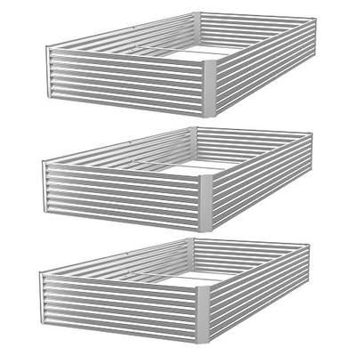 3 Pack Corrugated Galvanized Steel Raised Garden Bed Outdoor, Metal Above Ground Garden Bed for Vegetables and Flowers, Rectangle Raised Beds for Gardening-36x18 inch