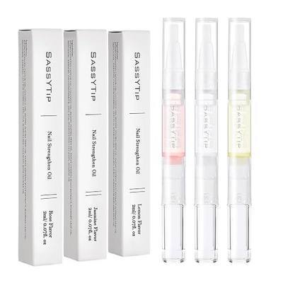 Nail Strengthen Oil Pen | Fast-Absorbing Cuticle Oil with Biotin & Ginseng | For Brittle & Peeling Nails | Jasmine, Rose, Lemon Scents | Home, Office, Travel Use (3PCS)