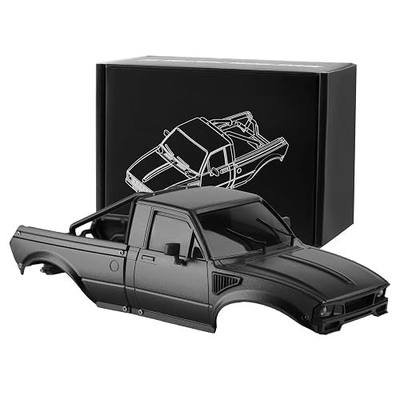 Hard Pickup Body Shell with Bed Rack for 1/24 SCX24 RC Crawler | With dual interchangeable grilles, magnetic flip-up design easy maintenance