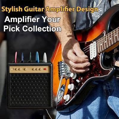 Guitar Picks Holder Box, Guitar Pick Display Case, Amp Pick Holder with 5 Guitar Picks (Random Colors), Guitar Pick Box for Guitar, Bass, Ukulele