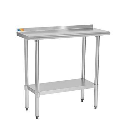 Treshin Stainless Steel Table 18" X 36" with Backsplash | Commercial Heavy Duty Prep & Work Table with Undershelf for Kitchen, Restaurant, Home, Hotel