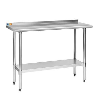 Treshin Stainless Steel Table 18" X 48" with Backsplash | Commercial Heavy Duty Prep & Work Table with Undershelf for Kitchen, Restaurant, Home, Hotel