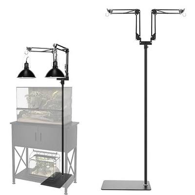 MECESOR Dual Reptile Lamp Stand,15.7-74.3 Inch Height Adjustable Reptile Light Stand,360°Rotatable Flexible Arms,Heat Lamp Stand for Reptiles Tank,Terrariums,Amphibian Cages&Plants