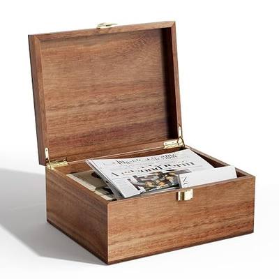 Wooden Keepsake Box, Acacia Memory Box with a Hinged Lid, Wooden Storage box, for Picture Letter Time Capsule - Wooden Gift Boxes (Large)