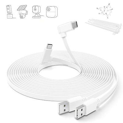 Itramax Flat USB C Cable 10FT/3M,2Pack Right Angle USB A to Type C Extension Charger Cord,Continuous Power Supply Replacement Charging Wire for Security Camera Blink Outdoor 4/Mini 2 2K+,eufy,Tapo