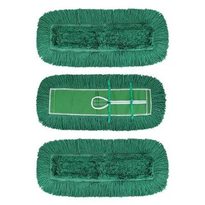 24 Inch Dust Mop Head: Replacement Medium Washable Commercial Mop Head Sweeper and Janitorial Replacement Green (Green - 24 Inch, 3 Pack)