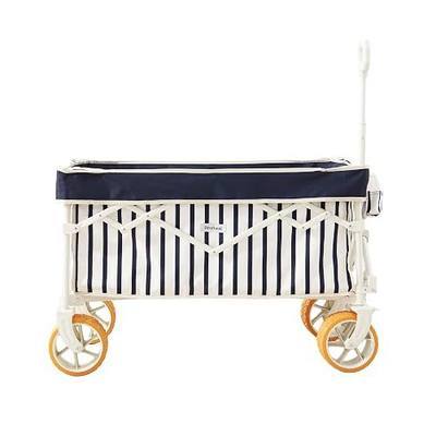 Beach Wagon for Sand with 6.7" Fat Tires, Collapsible Beach Cart | All-Terrain Tires & Adjustable Handle for Sand & Camping, Heritage Navy Stripe