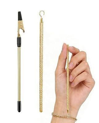 Juqumty Bracelet Helper Tool Hook 2Pcs Non-Slip Rubber Tips Fastener Helper | for Jewelry, Wearing Bracelets, Watches, Necklaces, Easy to Put on Yourself – Gold
