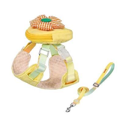 TOUCHDOG Dog Backpack Harness with Leash, Puppy Harness and Leash Set for Small Sized Dog, Adjustable Dog Harness for Outdoor Travel Hiking Walking, Yellow, S