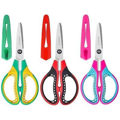 Kids Scissors for Age 6+, 6" Blunt Tip Scissor with Cover, 3 Pack