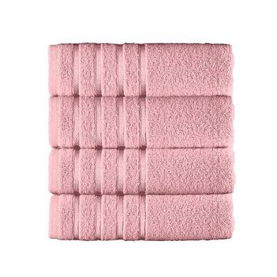 Elegant Comfort 100% Turkish Cotton 4 Lines Viscose Stripe Luxury 4 Pack Hand Towel Set - Ultra Absorbent and Soft 16 x 28 Inch Premium Hotel Spa Quality Towels for Everyday Bath Use, Dusty Rose