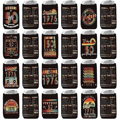 1976 Vintage Can Cooler Holder Sleeves Party Favors for Men Man Women, 50th Birthday Decorations Men Him, 50 Years Old Anniversary Celebration Decorations for Fifty Birthday (24PCS)