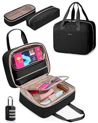 Fasrom Discreet Bag for Toys, Private Toy Storage Box with Lock for Adult | Lockable Zipper, 2 Detachable Pouches, Personal Organizer for Men and Women, Home and Travel Use, Black (Patented Design)