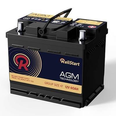 AGM Battery BCI Group 47 Car Battery-12v 60Ah H5 Size 47 Automotive Battery, 12V Battery Start and Stop Rechargeable Auto Starting Power, Deep Cycle, 36 Months Warranty, 105RC, 680CCA
