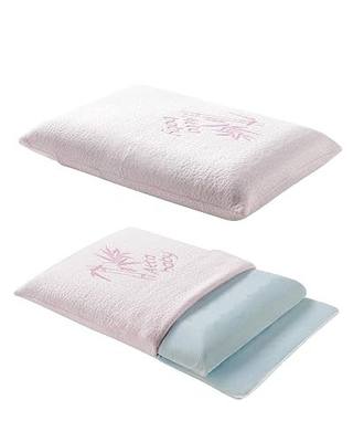 Toddler Pillow, Adjustable Memory Foam Small Pillow for Toddler 2 Years & Above, 13” x 18” Mini Size for Kid Sleeping, Napping or Traveling, Washable No Zipper Pillowcase, Pink