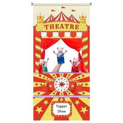 Doorway Puppet Theater with Adjustable Rod & Whiteboard – Foldable Hanging Stage for Creative Storytelling & Interactive Home Decor, Includes Storage Bag (67"x31")