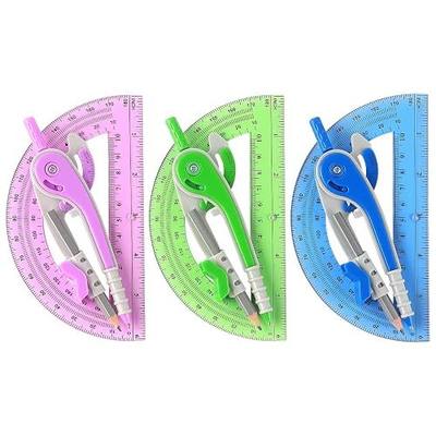 ZZTX 180-Degree Protractor and Compass Set 3 Colors | Precision drawing, 180° measurement, Student geometry