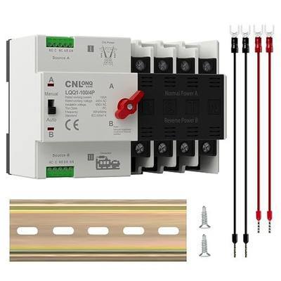 AC220V/240V 100Amp Automatic/Manual Transfer Switch 4P 50/60Hz, 4Poles Mini ATS Auto Dual Power Switch Automatic Changeover Fast Transfer for Home Generator, Soalr, Rv and Lv Power