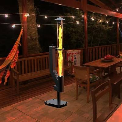 Outdoor Pellet Fire Pit – Spiral Swirling Flame Column with Glass Tube, Creates Cozy Patio & Garden Ambience, Great for Backyard & Camping