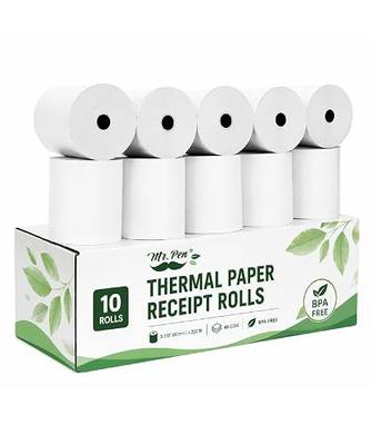 Mr. Pen- Thermal Paper Receipt Rolls, 10 Pack, 3-1/8” (80mm) x 230 ft | 48 GSM Premium Quality Receipt Paper Rolls, BPA-Free, Compatible with Standard POS Thermal Printers & Cash Registers