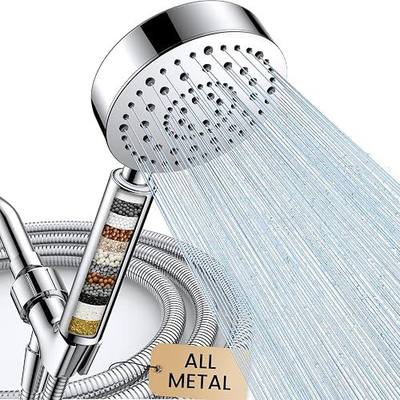 FEELSO Filtered Shower Head with Handheld, 6 Spray High Pressure ALL METAL Shower Head with Filters for Hard Water - Remove Chlorine, Reduce Dry Itchy Skin, Extra-long 72" Hose and Brass Holder