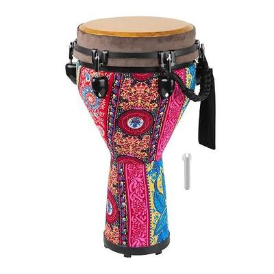 Freestyle Mechanically Tuned Djembe 10 Inch Head - 10" x 19" Modern Key-Tuned Djembe with Synthetic Resonant Shell, Professional African Hand Drum for Performers