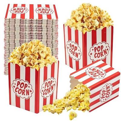 Mini Popcorn Boxes for Parties, 100 Pack – 3×4 Inch Red & White Striped Popcorn Bucket Boxes, Snack Bowl Containers for Movie Night, Candy Bar, Birthday & Events