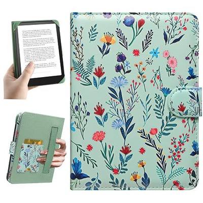 HoYiXi Universal Case for 6-inch Kindle eReader Compatible with Kobo/Voyaga/Pocketbook/Tolino E-Book Reader,6'' eReader Protective Cover with Built-in Card Slot,Flower