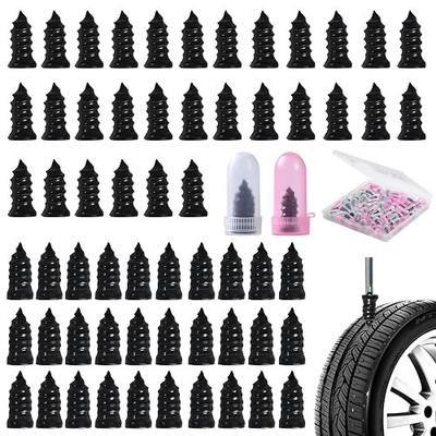 60 Pcs Tire Repair Screws, Tire Patch Kit, Screw in Tire Plugs,Quick Tool Tire Plugs, Self-Service Tire Repair Rubber Nail Kit for Patching Punctures in Vacuum Tires of Cars, Motorcycles (60)