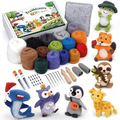 OEHPICC Needle Felting Starter Kit, 7 Cute Buddy Wool Felting Kit | Animal Felt Kit for Beginner Adults with Felting Needles and Instructions for DIY Felting
